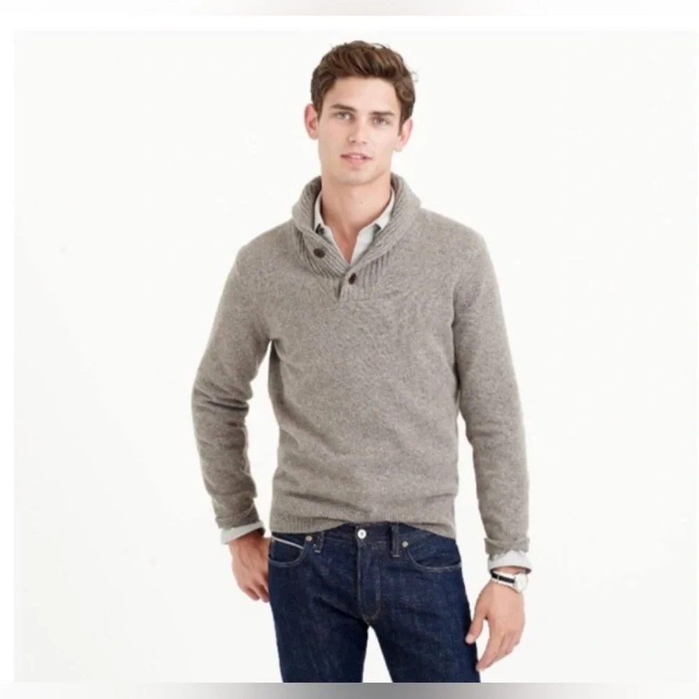 J Crew‎ Men’s Sweater Size M 100% Lambswool Collared 2 Button